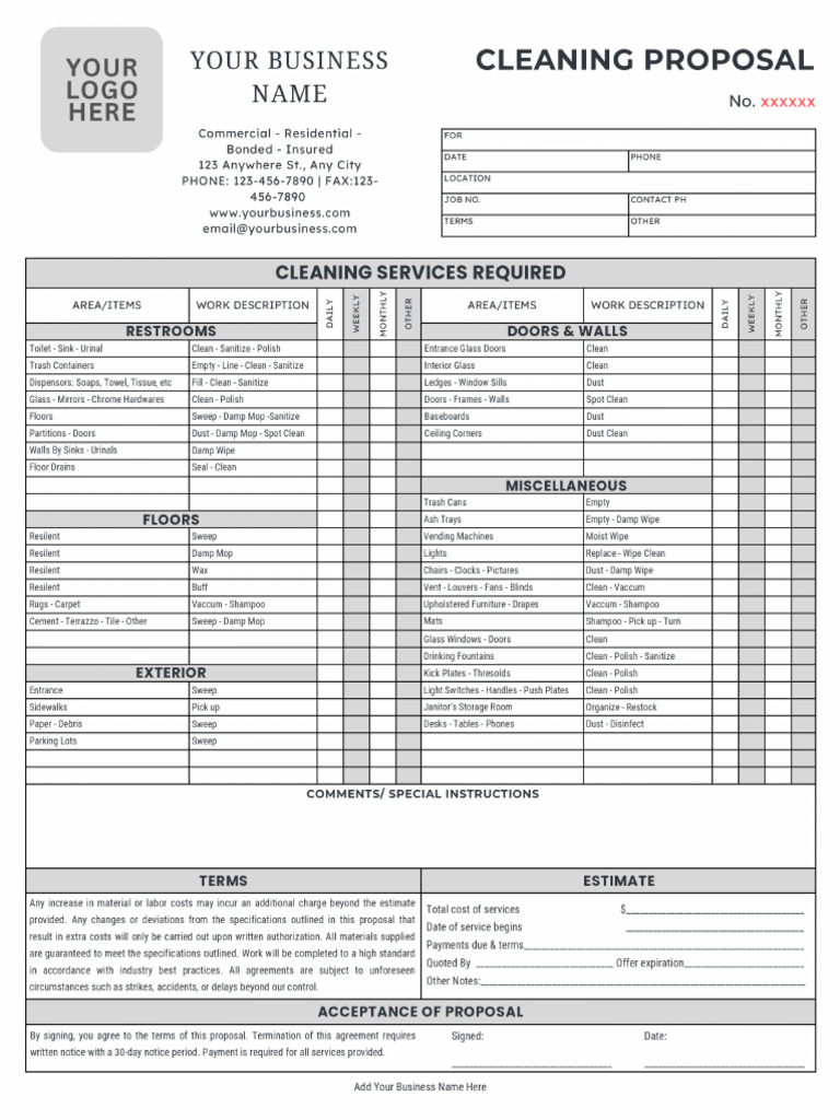 Cleaning Proposal Sample | PDF