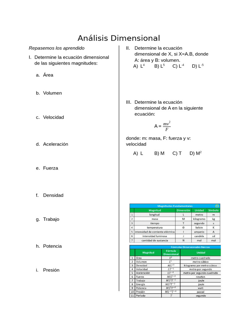 Análisis Dimensional | PDF
