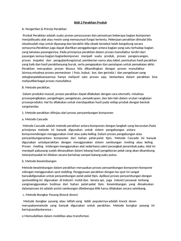Metode Perakitan Komponen Berurutan | PDF