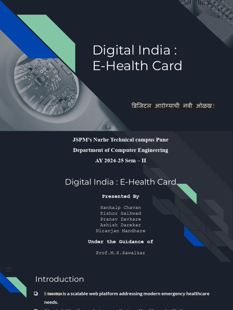 E-Health Card: Revolutionizing Healthcare | PDF | Health Care | Mobile App