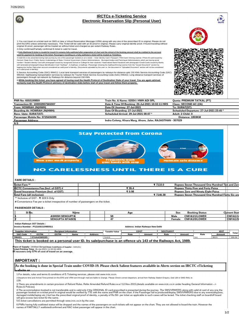 IRCTC e-Ticketing Guidelines and Details | PDF | Identity Document