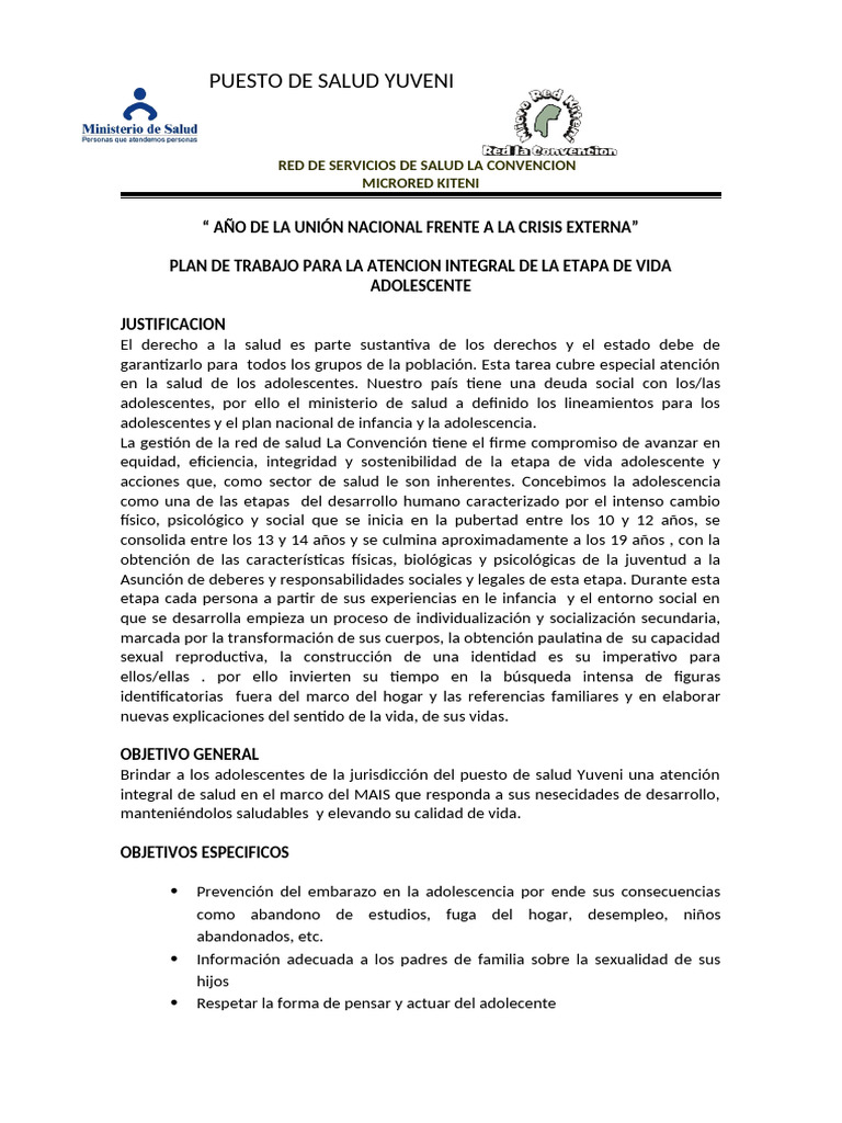 Atención Integral de Salud Adolescente | PDF | Adolescencia | El embarazo