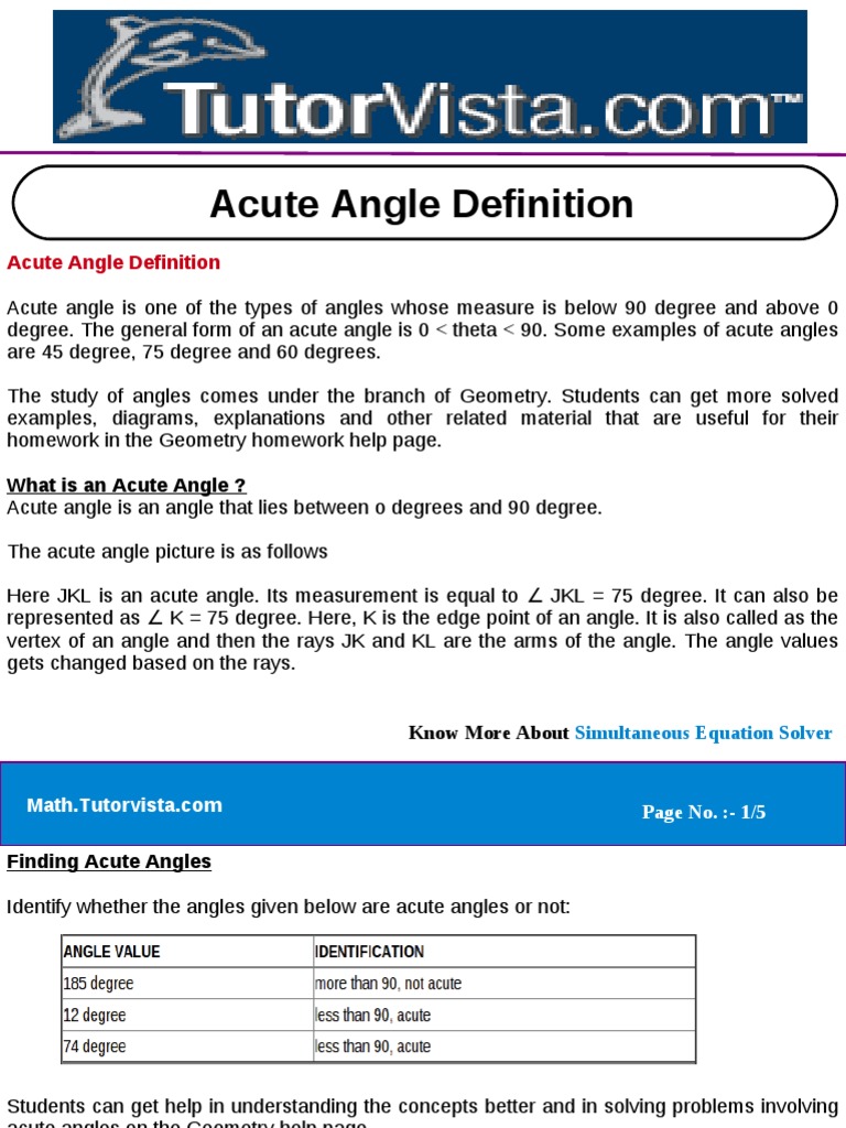 Acute Angle Definition and Examples | PDF