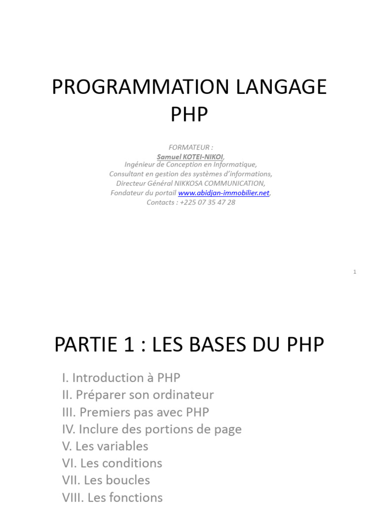 Introduction au PHP : Bases et Fonctionnalités | PDF | Internet ...