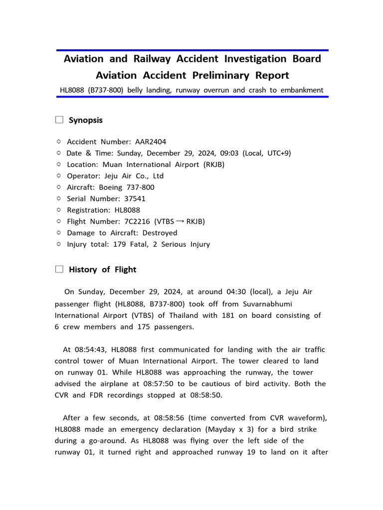 HL8088 Belly Landing Accident Report | PDF | Flight Recorder ...