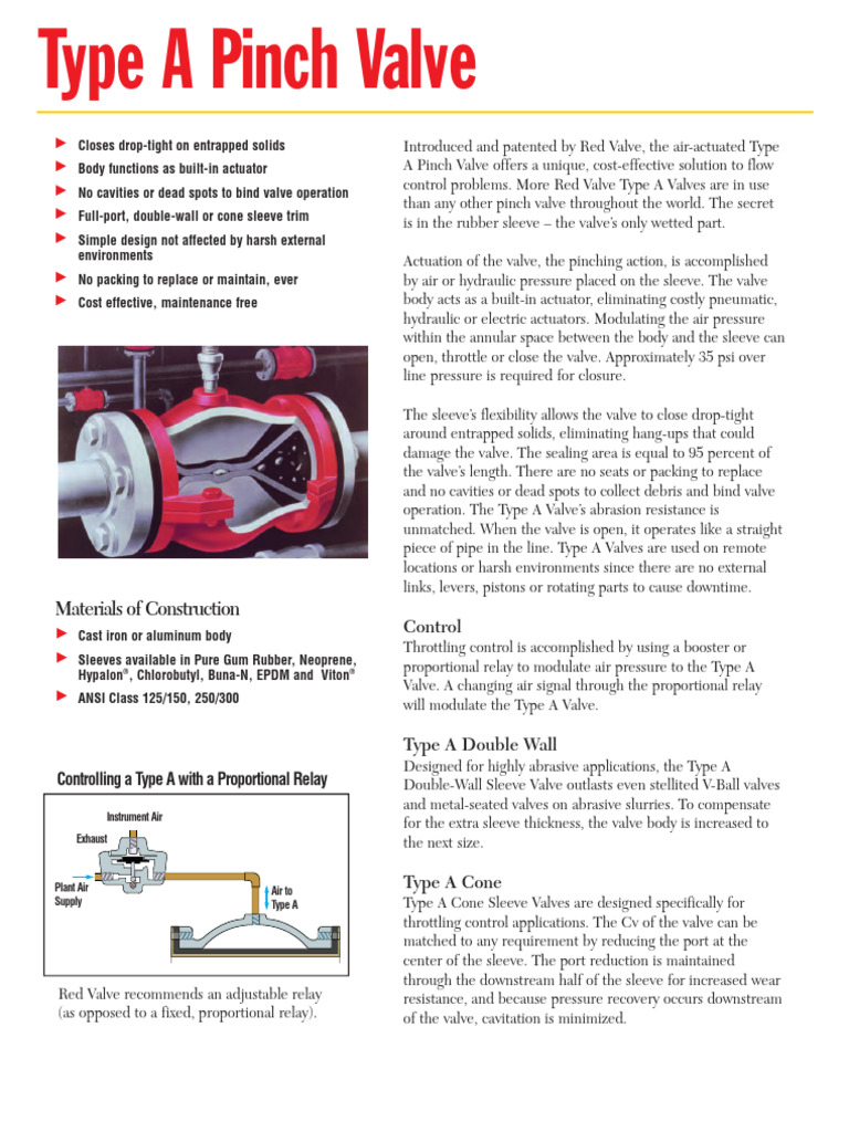 Red Valve Type A Pinch Valve Overview | PDF | Valve | Actuator