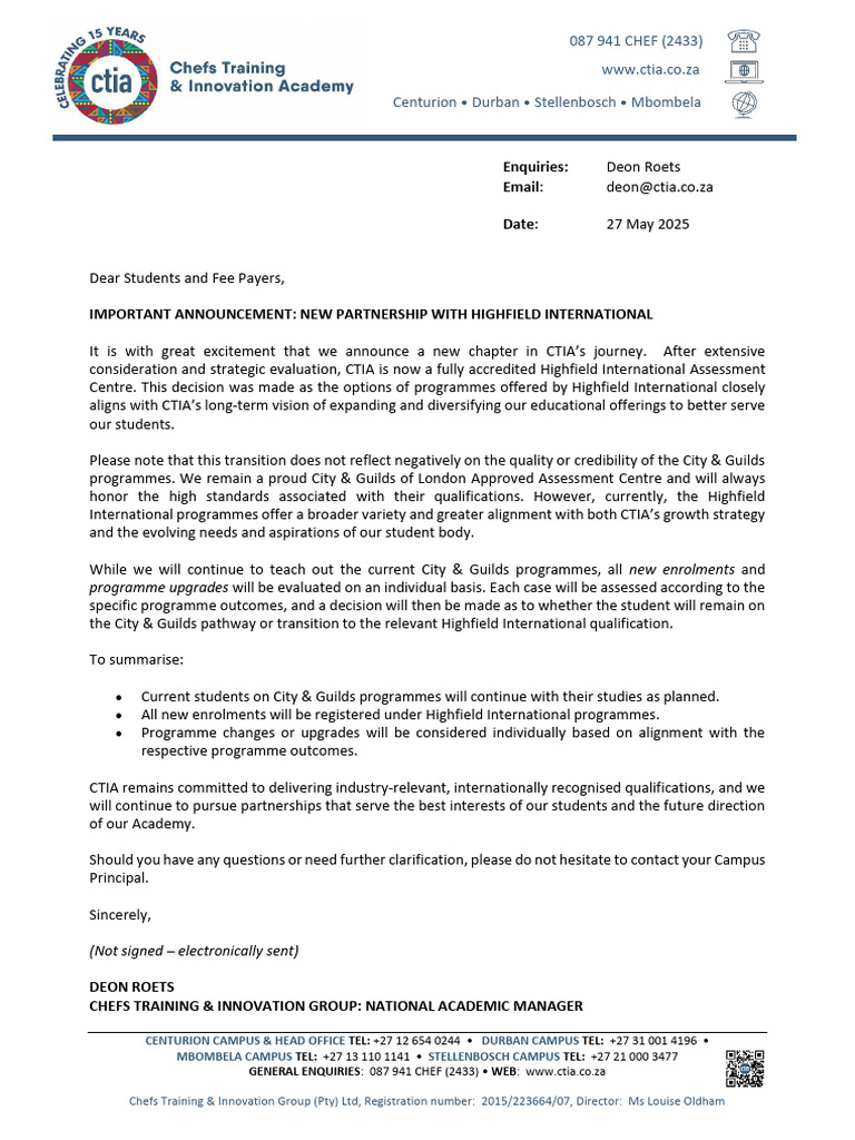 New Partnership with Highfield International | PDF
