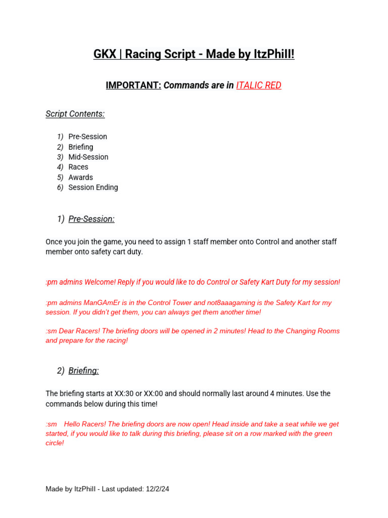 Kart Race Event Script Guide | PDF | Auto Racing | Fédération ...