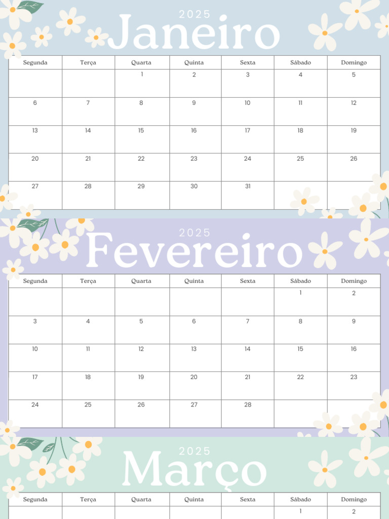 Calendário 2025: Datas e Dias da Semana | PDF