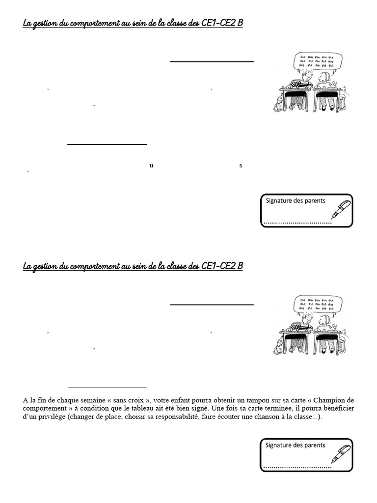 Suivi du comportement en CE1-CE2 | PDF