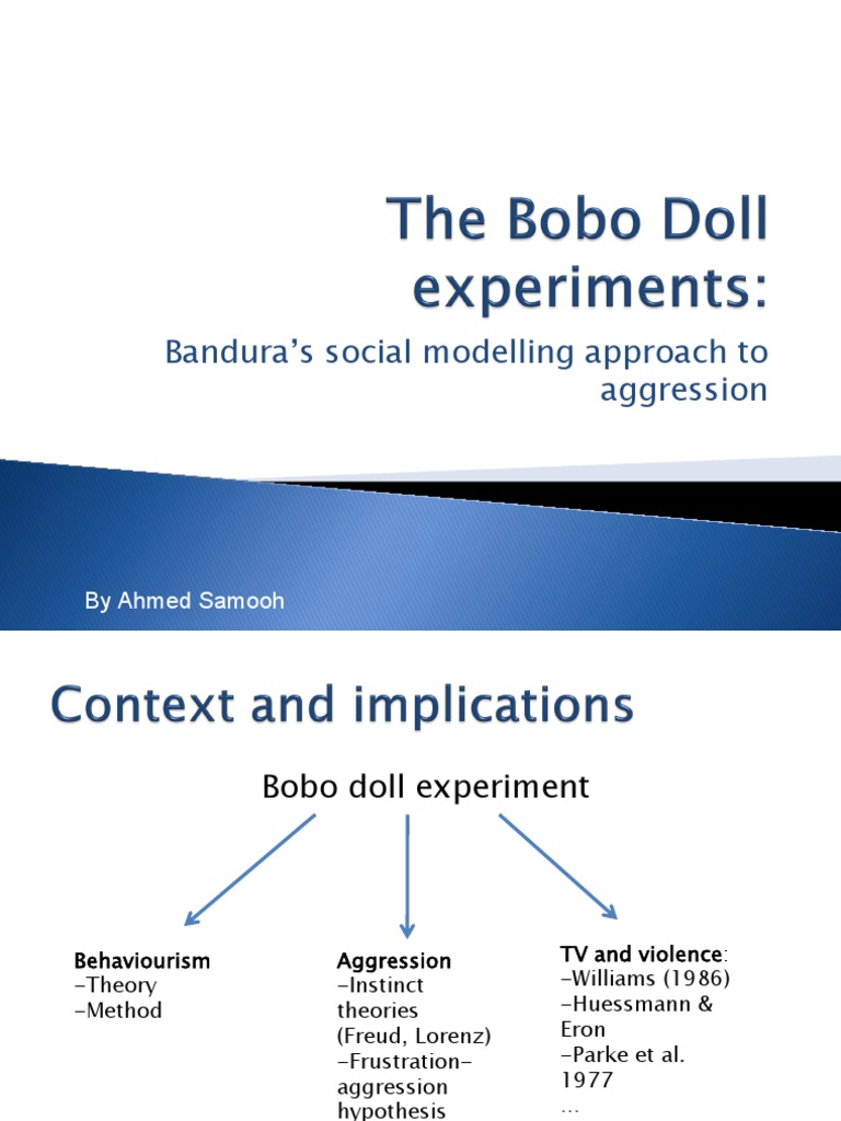 The Bobo Doll Experiments PDF Classical Conditioning Aggression