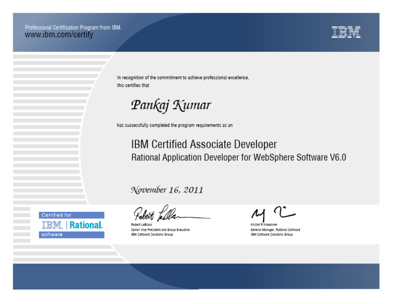 Pankaj Kumar: IBM Certified Associate Developer | PDF