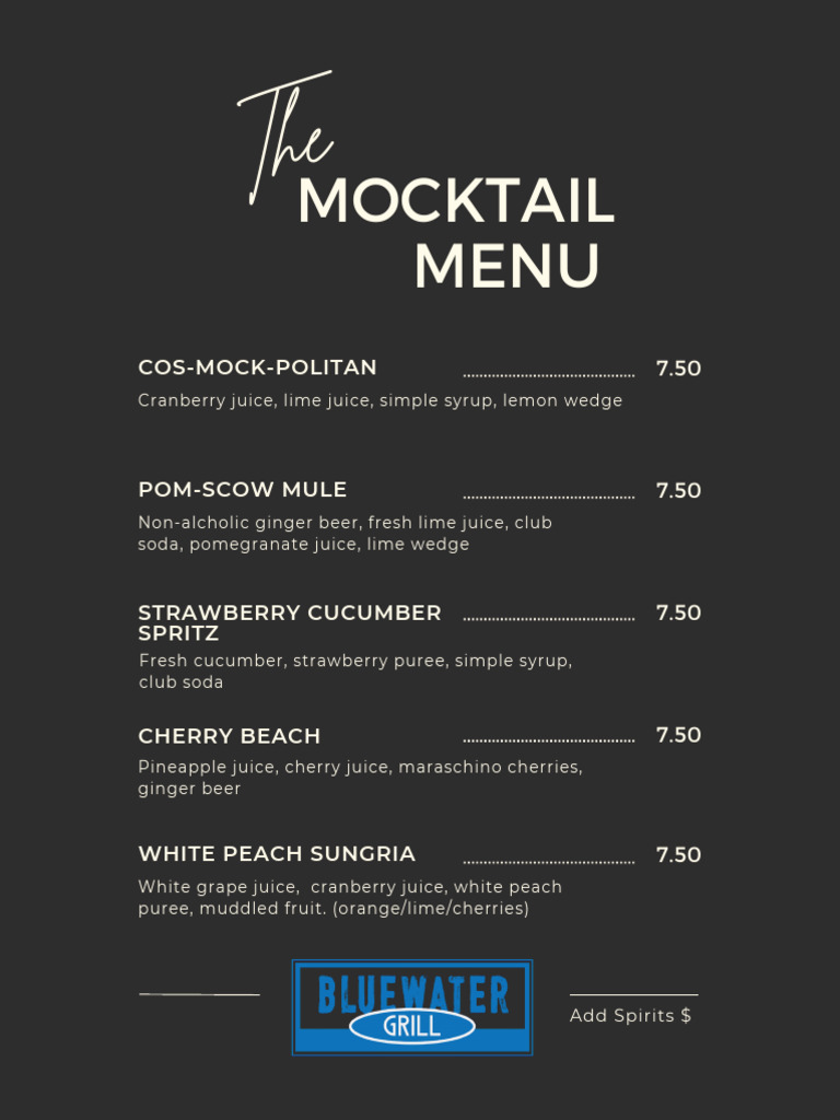 Simple Mocktail Menu Options | PDF
