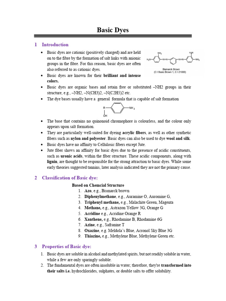 Understanding Basic Dyes and Their Applications | PDF | Dye | Copolymer