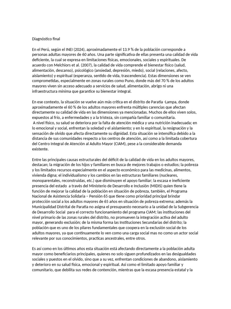 Calidad de vida de adultos mayores en Puno | PDF | Vejez | Pobreza