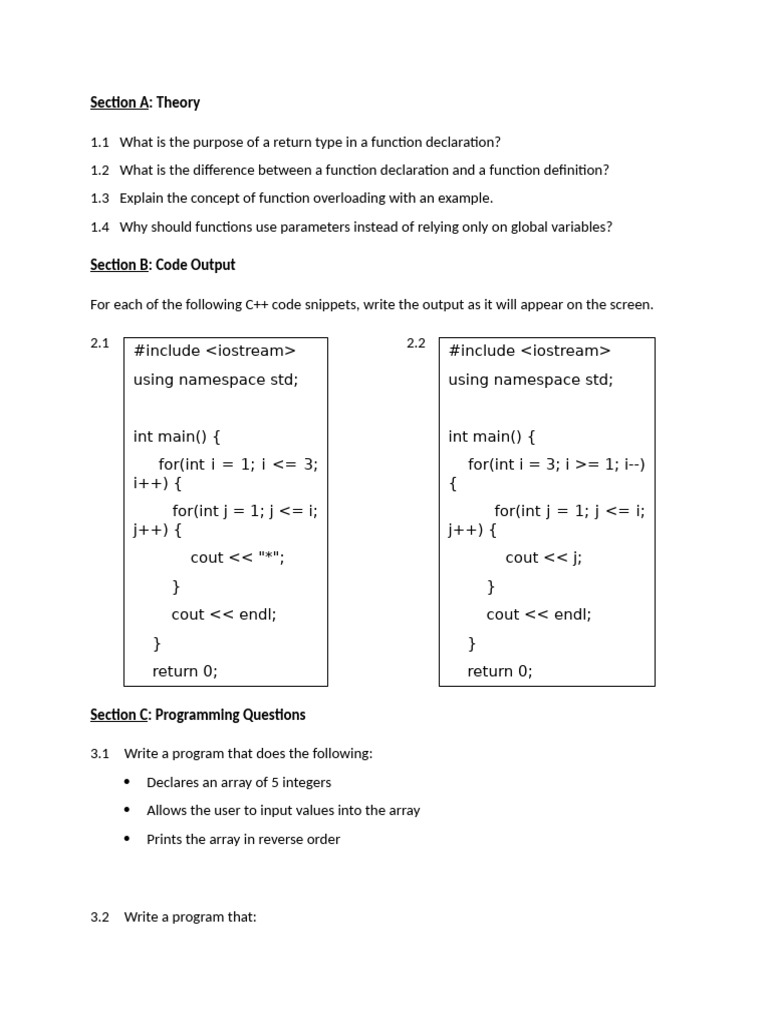 C++ Functions and Programming Exercises | PDF