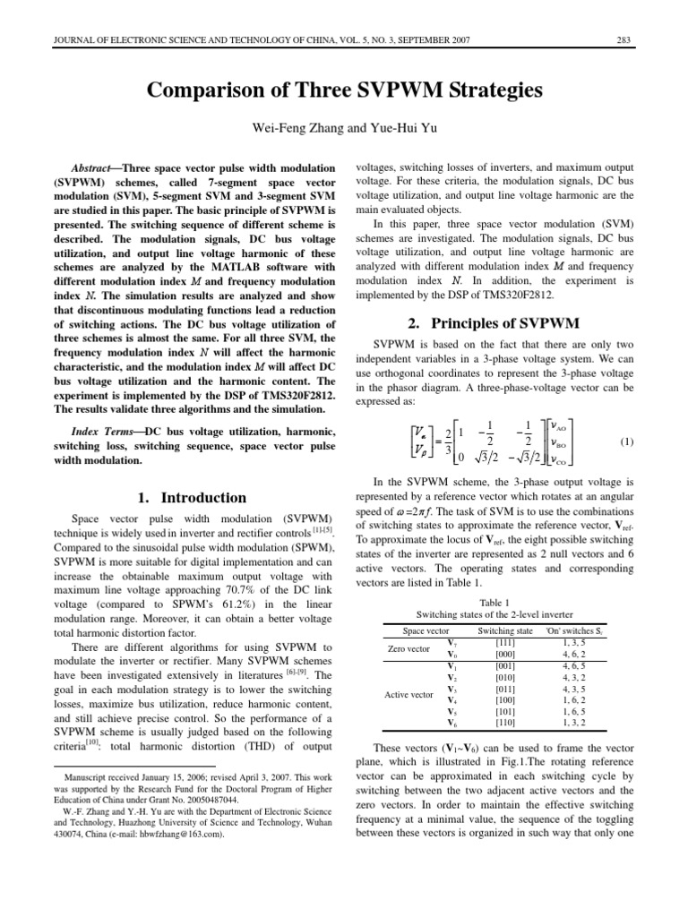 Comparison of SVPWM Schemes | PDF | Power Inverter | Power Electronics