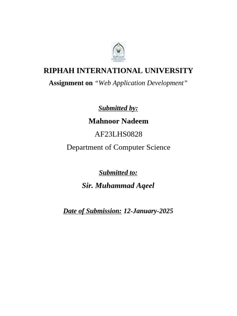 Web Application Development Assignment | PDF