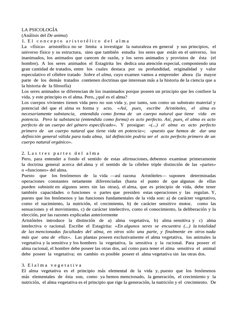 Alma Vegetativa, Sensitiva y Racional | PDF | Alma | Aristóteles