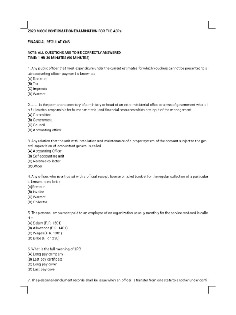 2023 Mock Confirmation Examination For The Asps - Phoenix | PDF