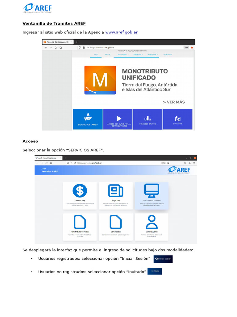 Guía para Trámites en AREF Online | PDF