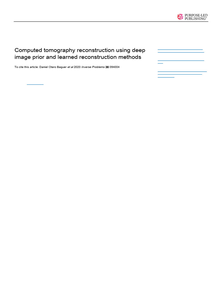 CT Reconstruction via Deep Image Prior | PDF | Inverse Problem | Ct Scan