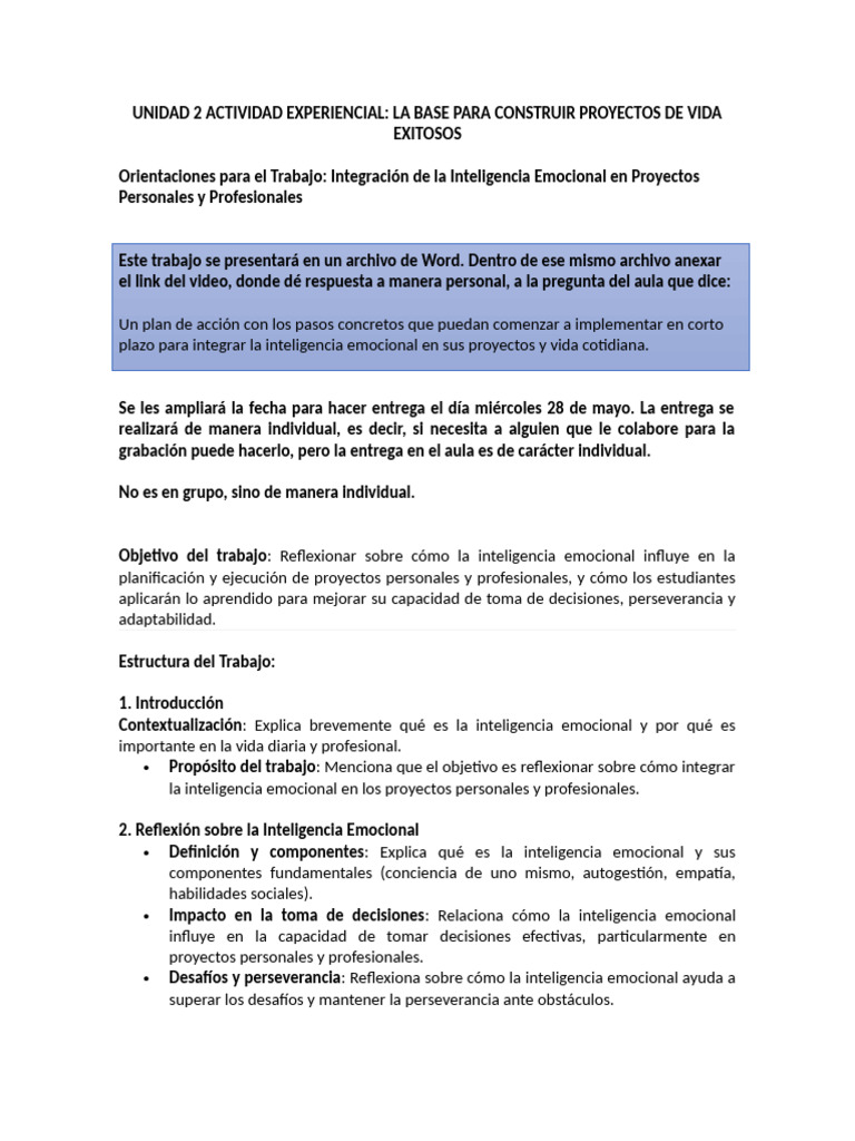 Inteligencia Emocional en Proyectos de Vida | PDF | Inteligencia ...