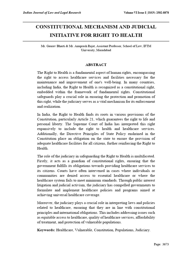 Right to Health: Constitutional Insights | PDF | Social Policy | Social ...