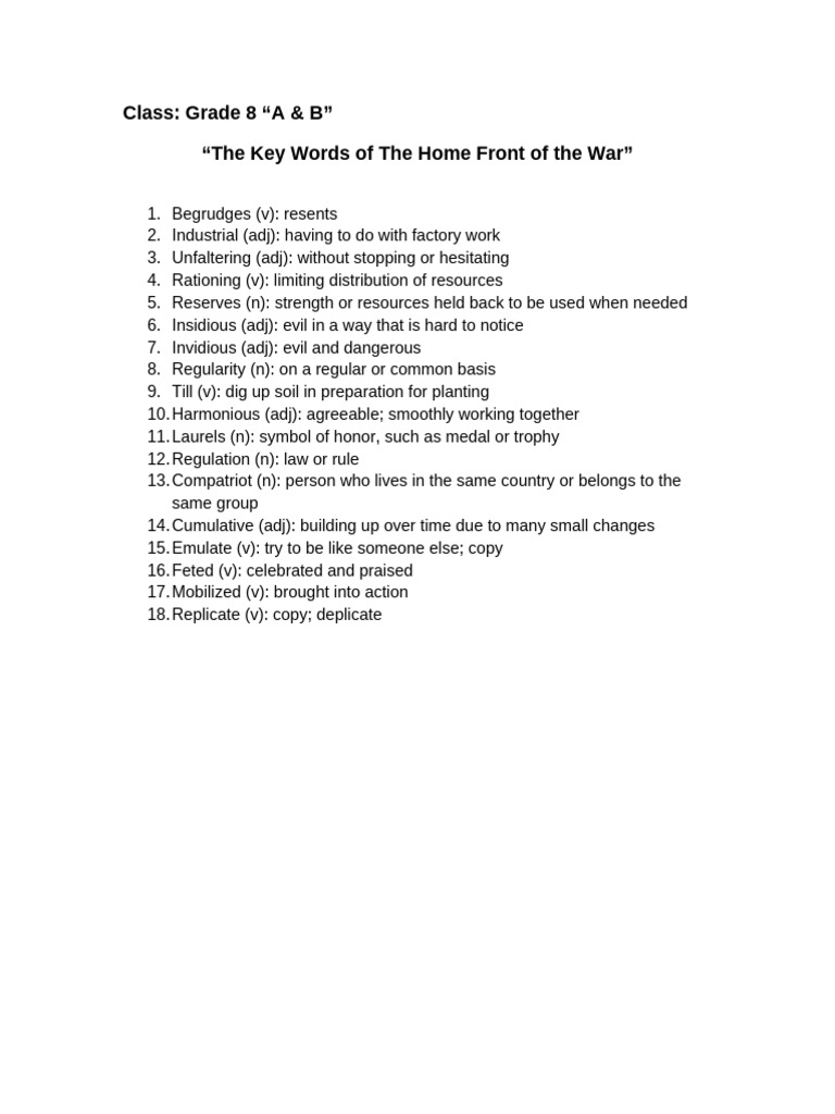 The Home Front of The War KW | PDF
