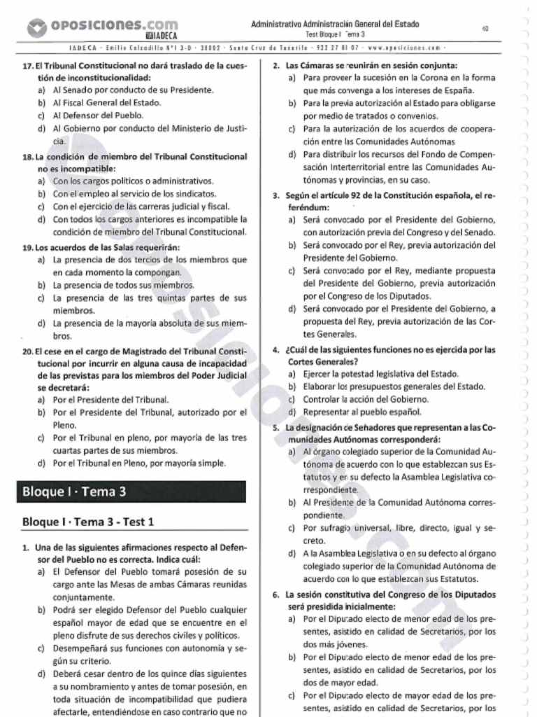 Test Variado Cortes Generales - Gobierno | PDF