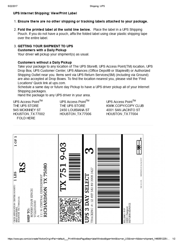 UPS Package Return Instructions | PDF