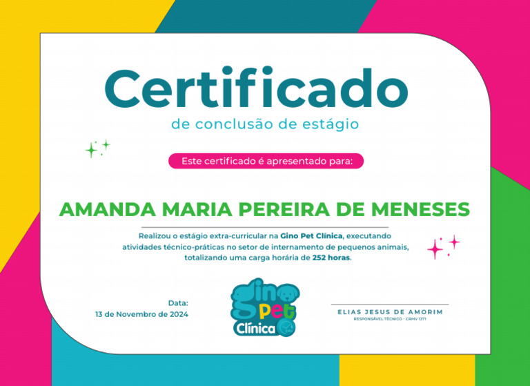 Estágio em Clínica Veterinária: 252 Horas | PDF