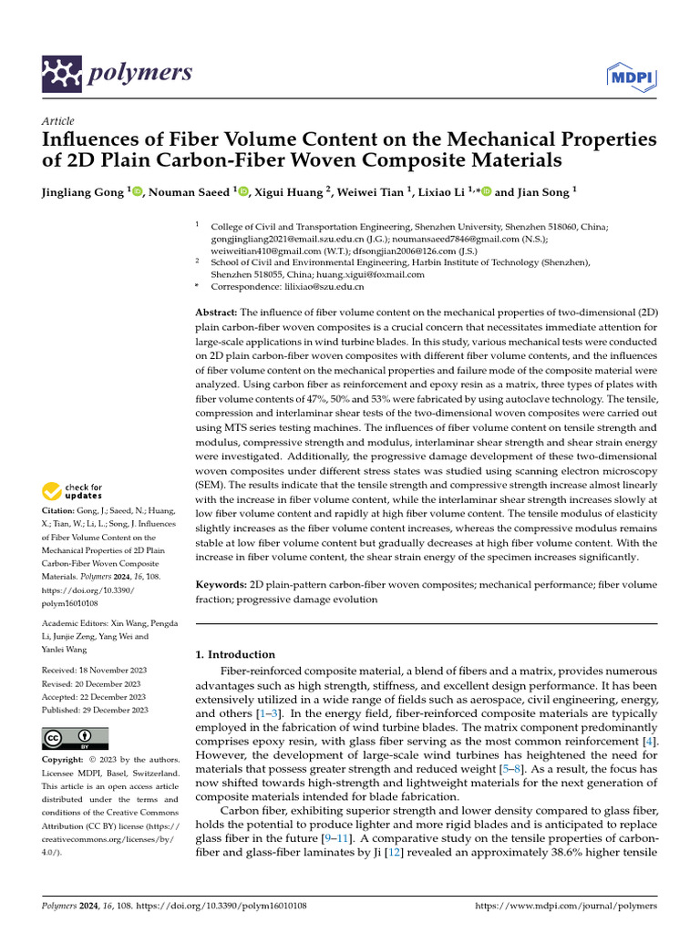 Influences of Fiber Volume Content On The Mechanical Properties | PDF ...