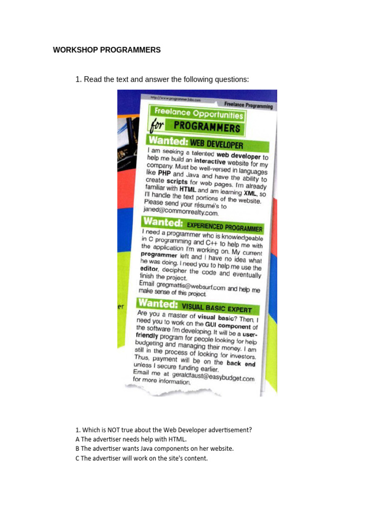 Workshop for Programmers: Skills & Ads | PDF | World Wide Web ...