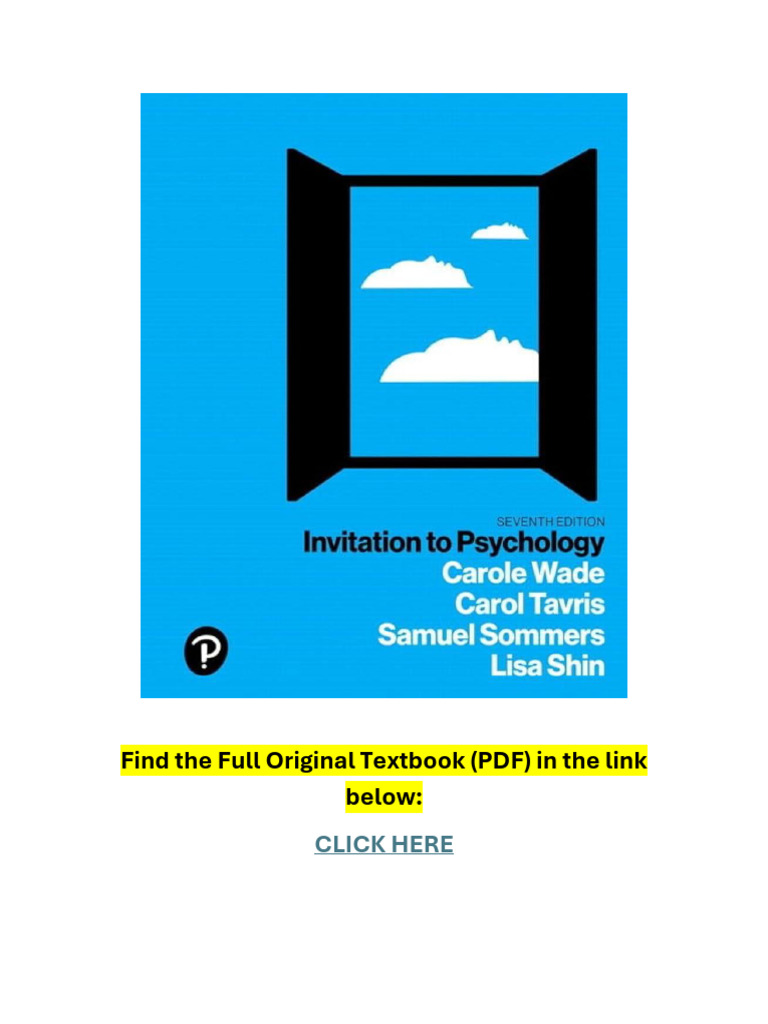 Invitation to Psychology 7th Edition PDF PDF Psychology Perception