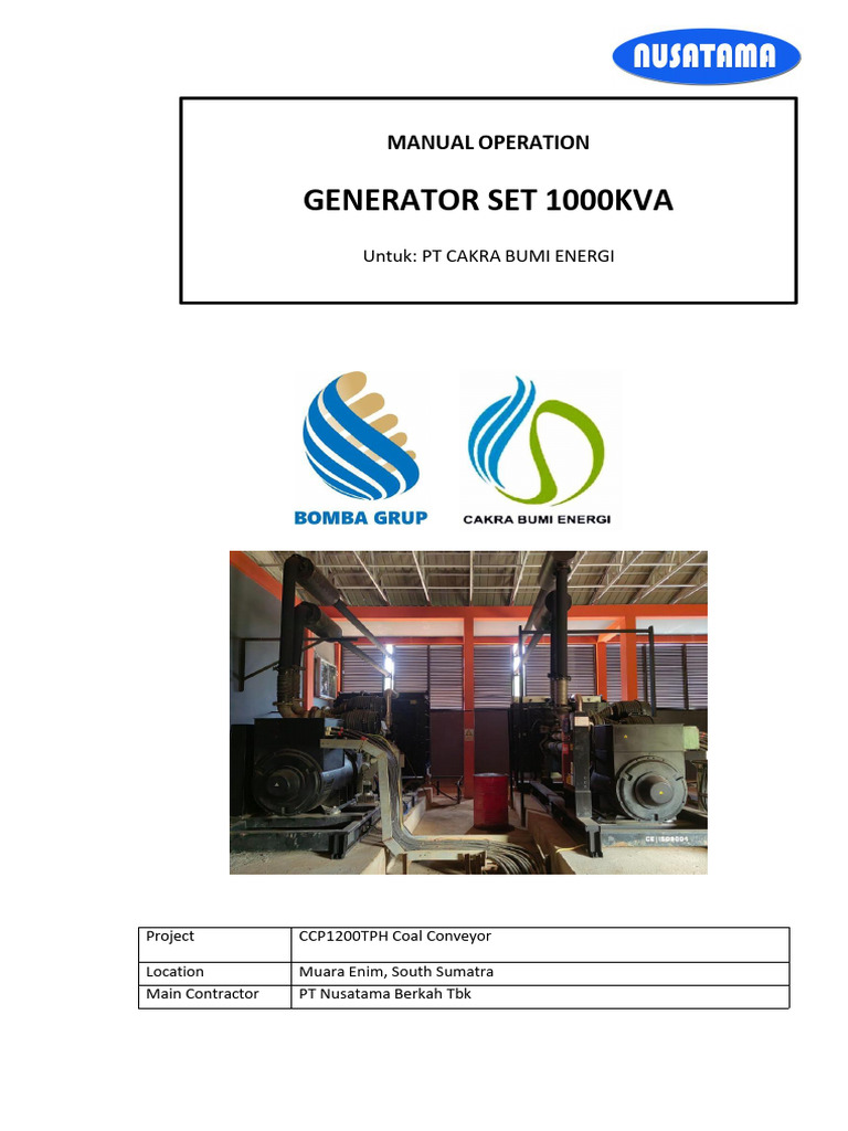 Manual Operation Generator Set 1000kva | PDF