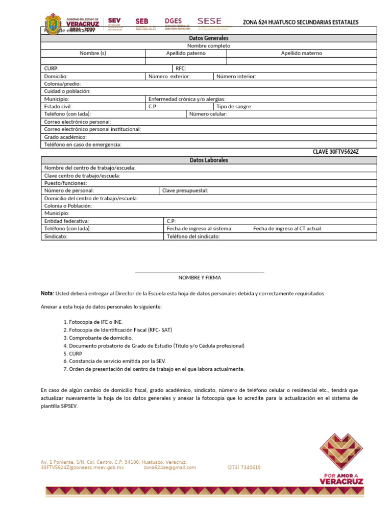 Datos Personales y Laborales Huatusco | PDF