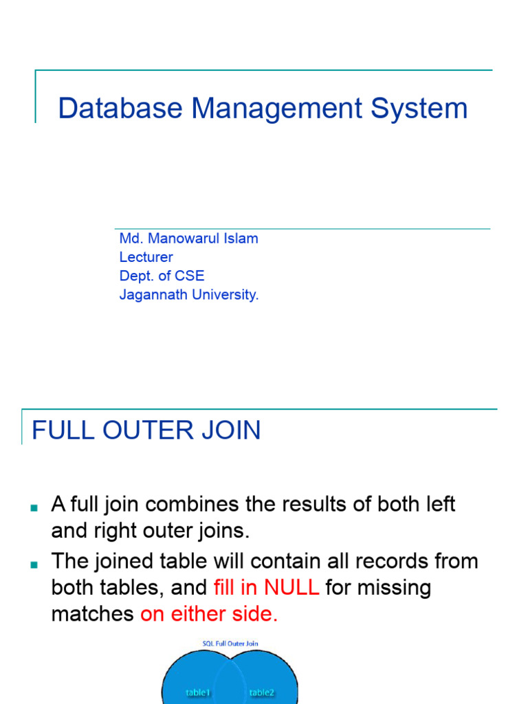 Lecture5 SQLQueryII JOIN II | PDF | Databases | Data Management Software