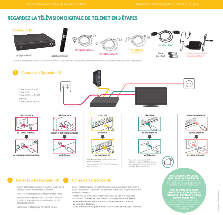 Installation du Digicorder HD Telenet | PDF | Télévision par câble ...