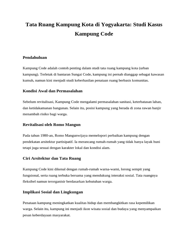 Revitalisasi Kampung Code Yogyakarta | PDF