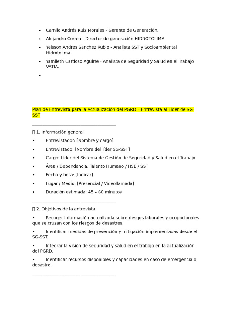 Actualización del PGRD en Hidrotolima | PDF