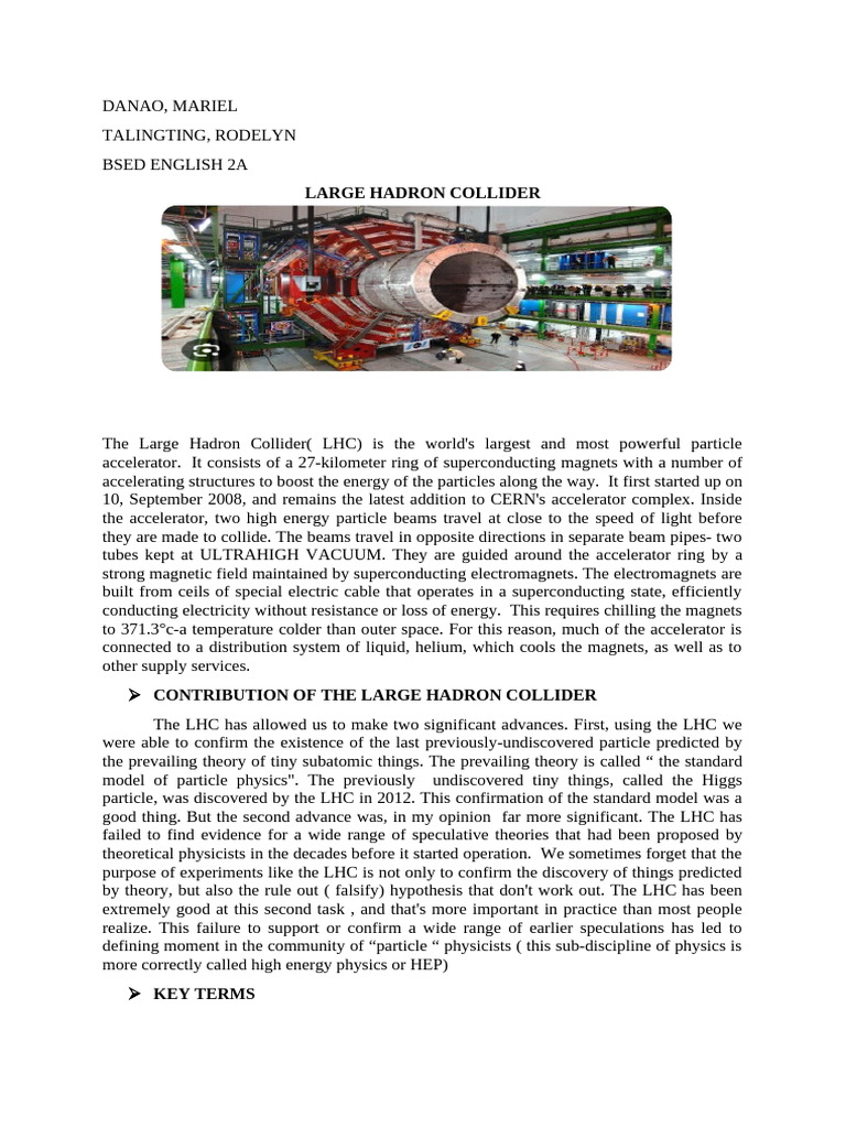 Large Hadron Collider Overview | PDF | Large Hadron Collider | Particle ...