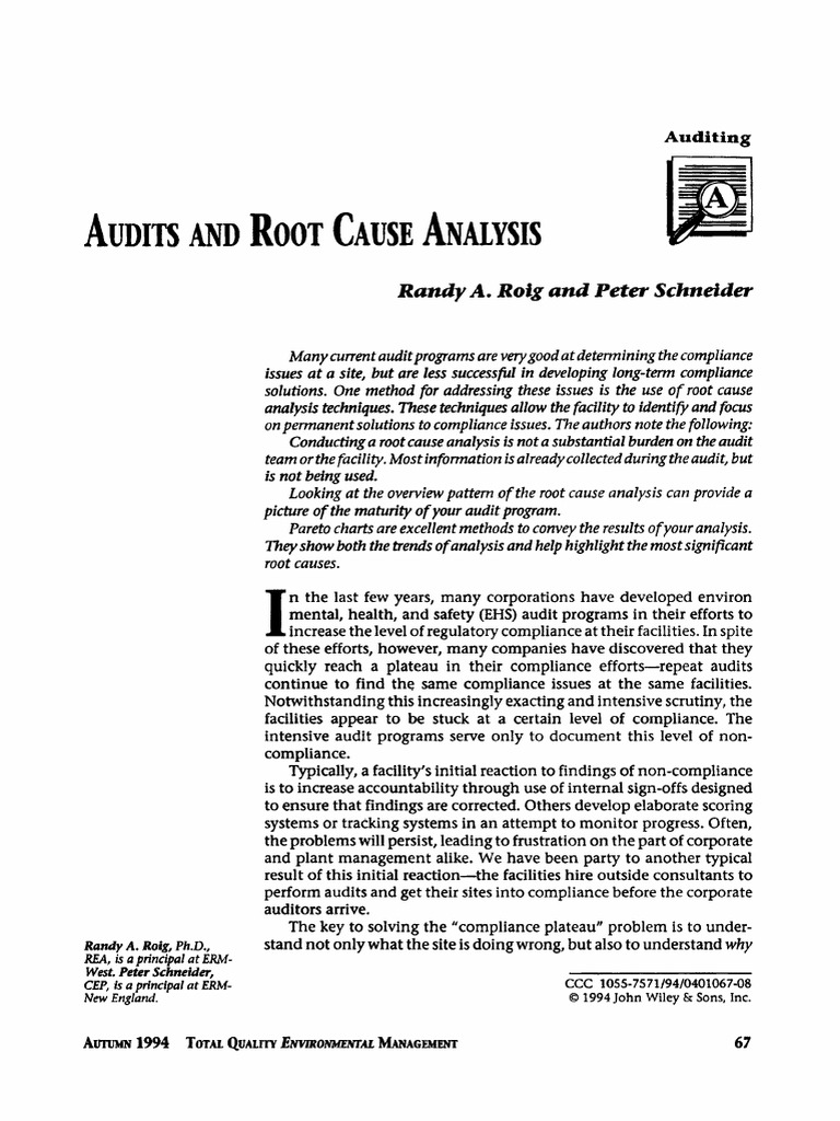 Audits and Root Cause Analysis | PDF | Audit