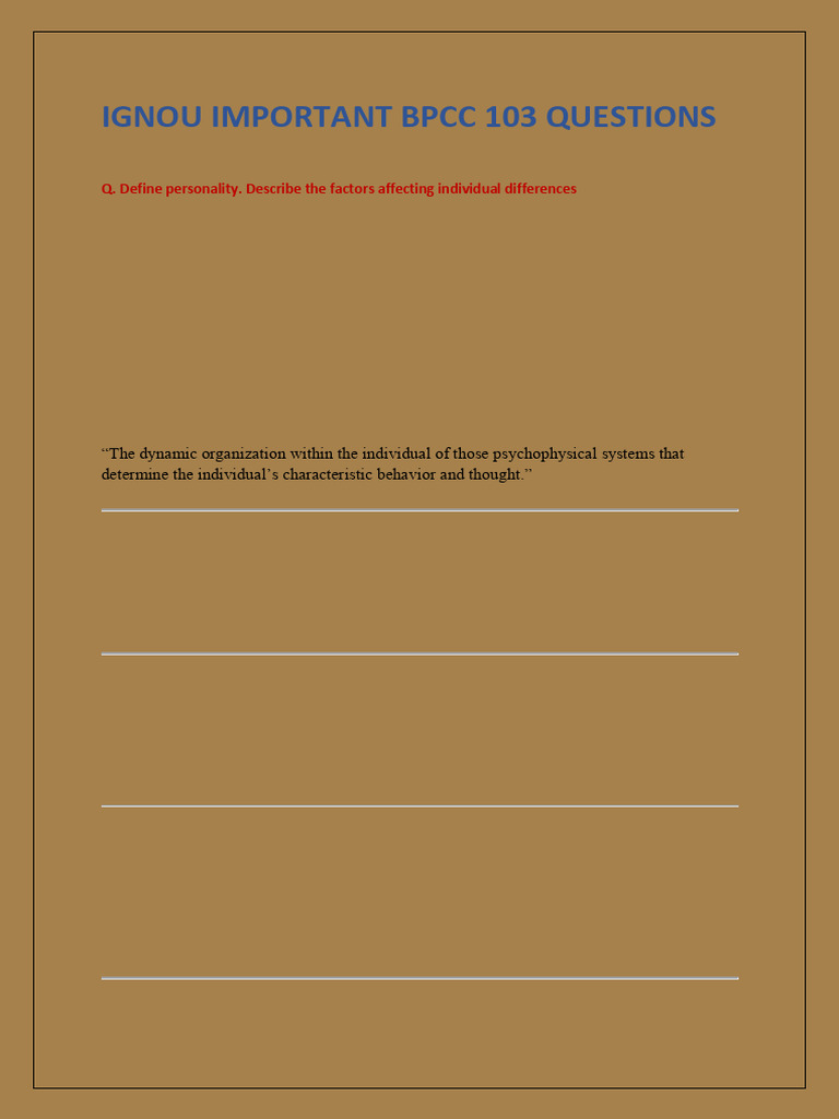 Ignou Important BPCC 103 Questions | PDF | Ātman (Hinduism) | Creativity