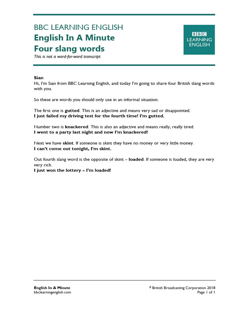 4 Slang Words | PDF