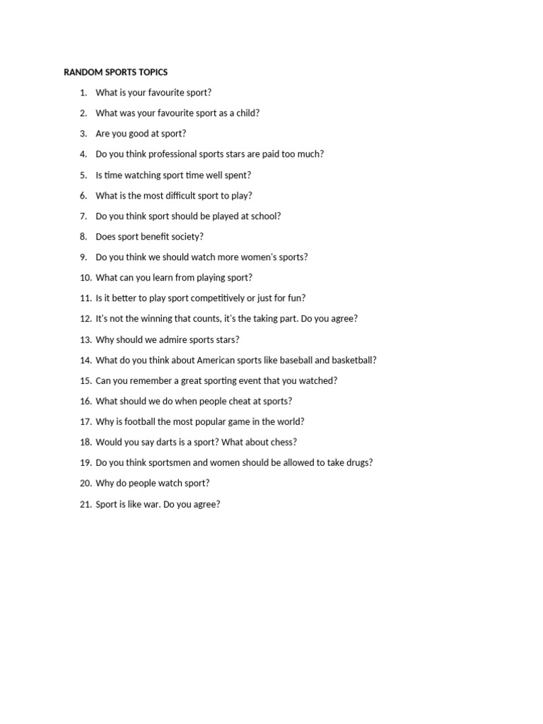 Random Sports Topics | PDF