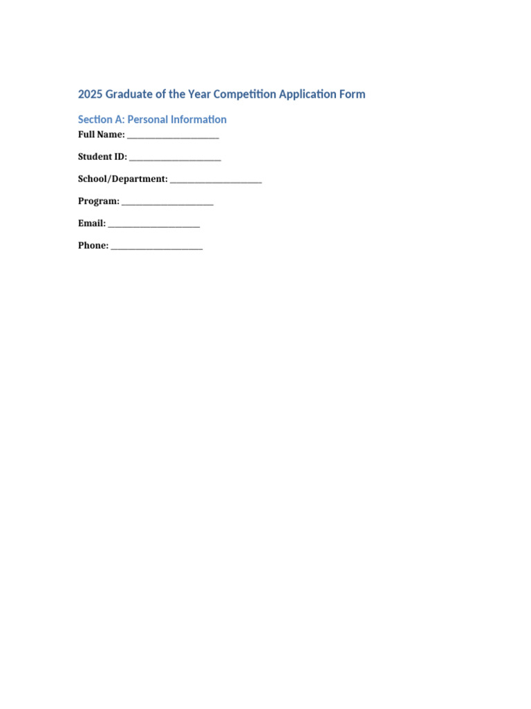 2025 Graduate of The Year Application Form | PDF | Chess Theory | Chess