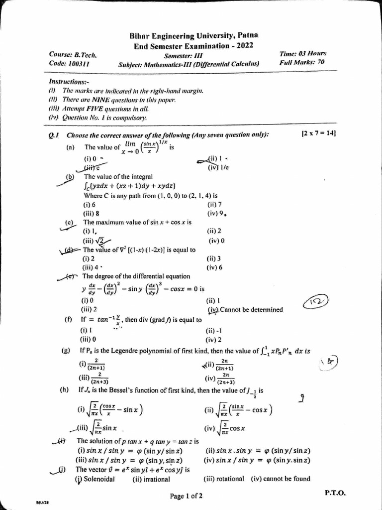 Mathematics-III (100311) 2022 Cse | PDF