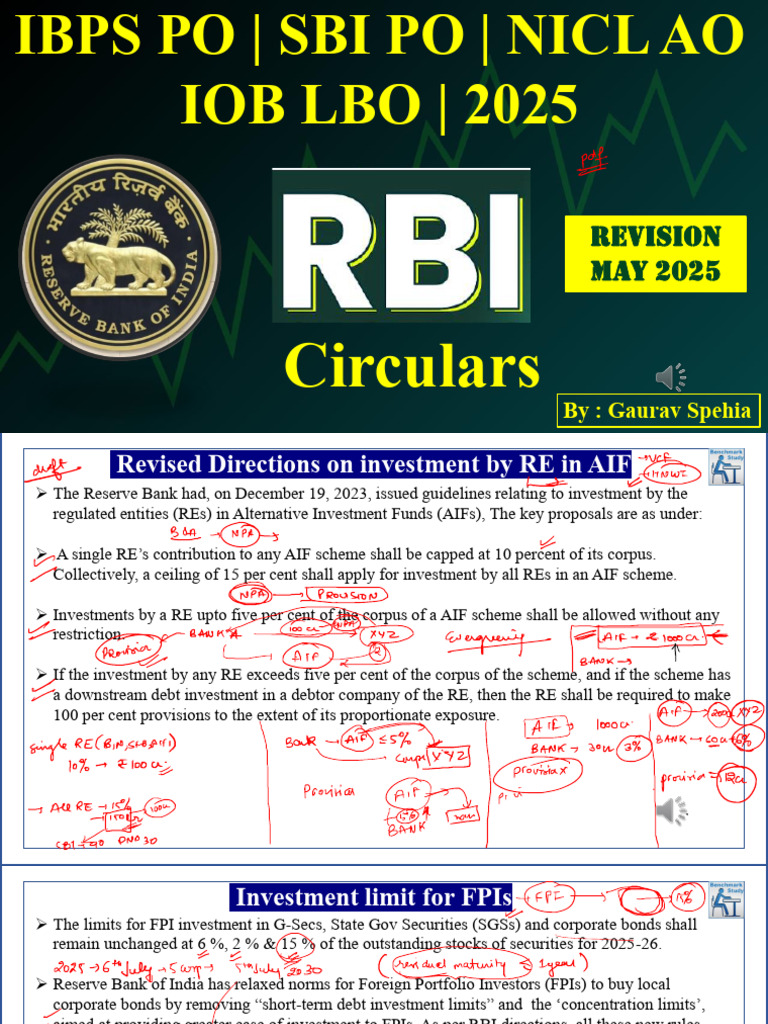 RBI Circulars and Guidelines 2025 | PDF | Reserve Bank Of India | Banks