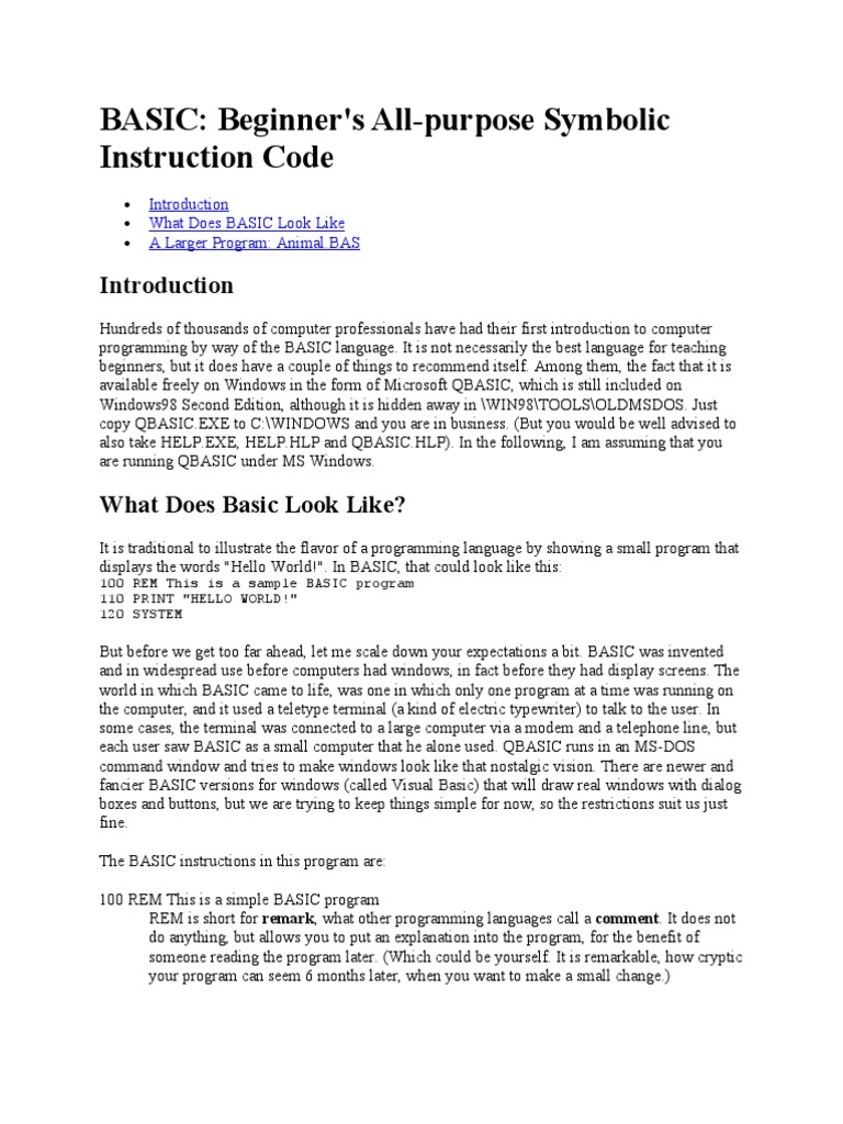 BASIC: Beginner's All-Purpose Symbolic Instruction Code: What Does ...